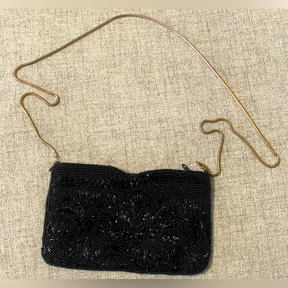 VINTAGE ANDRE CELLINI Black Beaded Shoulder Bag